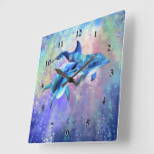 Dolphin Clock Quadratische Wanduhr (Winkel)