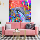 Dolphin Color Splash Leinwanddruck (Insitu (Wohnzimmer))