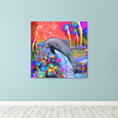 Dolphin Color Splash Leinwanddruck (Insitu (Holzboden))