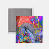 Dolphin Color Splash Magnet (Vorderseite/Rückseite)