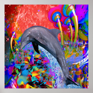 Dolphin Color Splash Poster