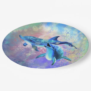 Dolphin Couple - Bild / Text hinzufügen Pappteller