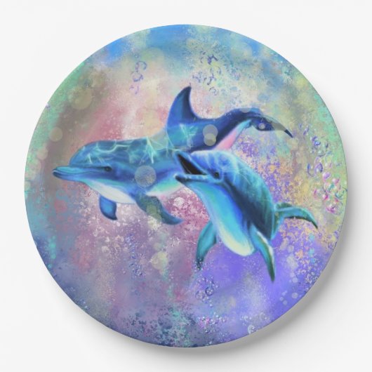 Dolphin Couple - Bild / Text hinzufügen Pappteller (Vorderseite)