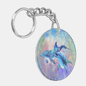 Dolphin Couple - Bild / Text hinzufügen Schlüsselanhänger (Vorderseite links)