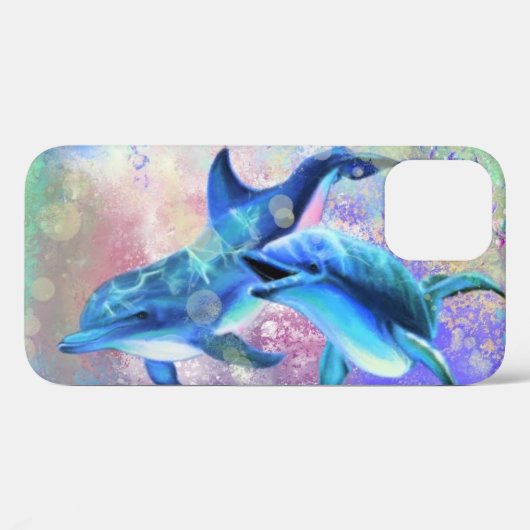 Dolphin Couple Blue Case-Mate iPhone Hülle (Rückseite (Horizontal))