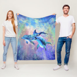 Dolphin Couple Fleece Blanket