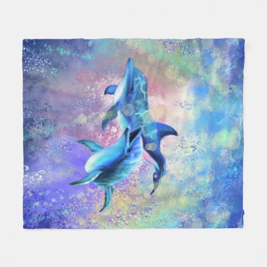 Dolphin Couple Fleece Blanket (Vorderseite (Horizontal))