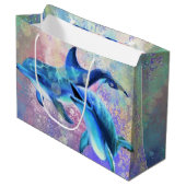 Dolphin Couple Gift Bag Love Große Geschenktüte (Vorderseite Schrägansicht)