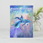 Dolphin Couple Happy Birthday Card Karte (Stehend Vorderseite)