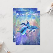 Dolphin Couple Happy Birthday Card Karte (Vorderseite/Rückseite Beispiel)