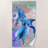 Dolphin Couple - Happy - Schöne - Strandtuch (Vorderseite)