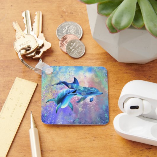 Dolphin Couple - Malerei Schlüsselanhänger (Schreibtisch)