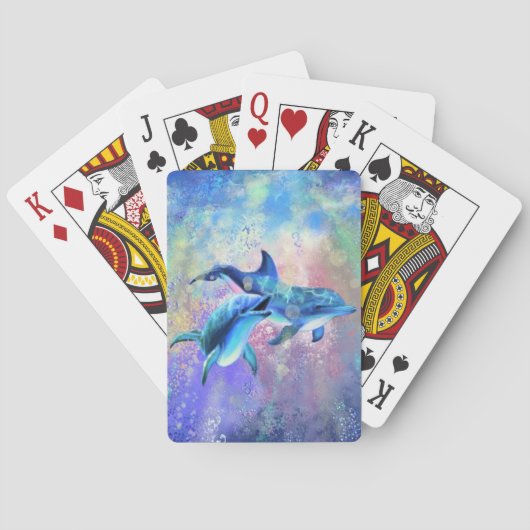 Dolphin Couple Playing Cards Happy Family Spielkarten (Rückseite)