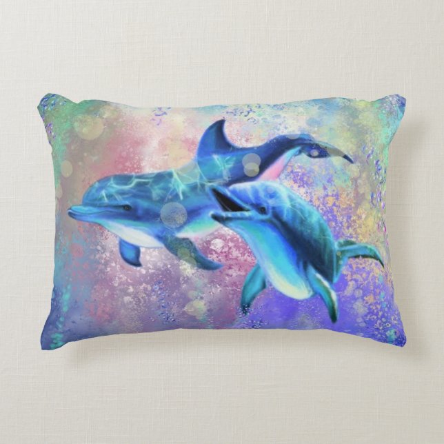 Dolphin Couple - Schön - Dekokissen (Vorderseite)
