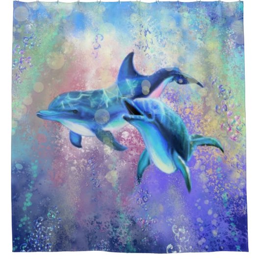 Dolphin Couple - Schön Duschvorhang (Vorderseite)