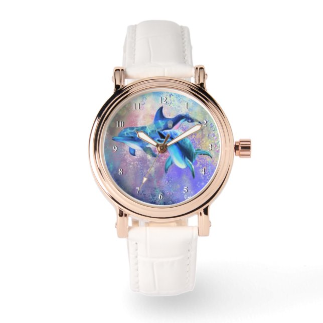 Dolphin Couple Watch Valentinstag Geschenk Armbanduhr (Vorderseite)