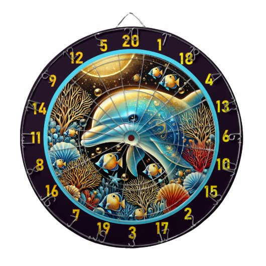 Dolphin Dance Coral Reef Dartboard Dartscheibe (vorne)