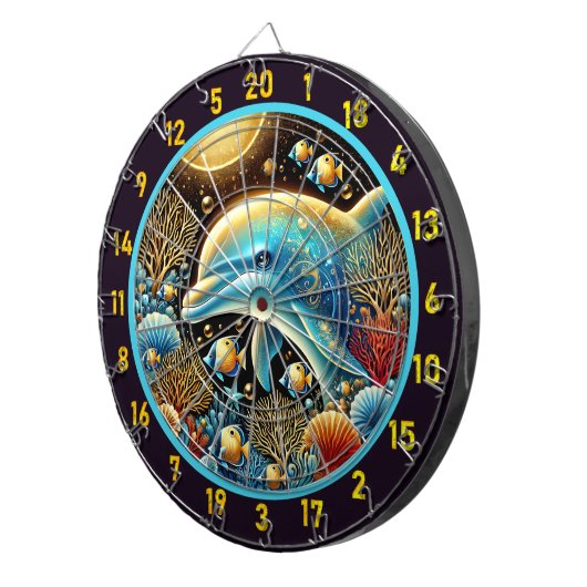 Dolphin Dance Coral Reef Dartboard Dartscheibe (Vorderseite rechts)