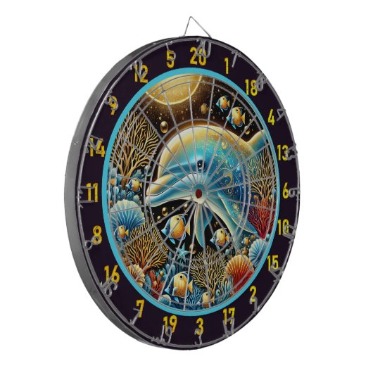 Dolphin Dance Coral Reef Dartboard Dartscheibe (Vorderseite Links)