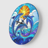 Dolphin Dance of Light" - verketteter Glass Ocean Große Wanduhr (Winkel)