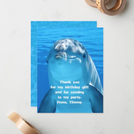 Dolphin Danke, dass Sie sich von den Kindern ein B Mitteilungskarte (Vorderseite/Rückseite Beispiel)