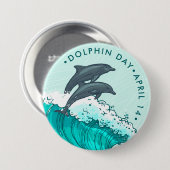 Dolphin Day, Delphin Springwellen Button (Vorne & Hinten)