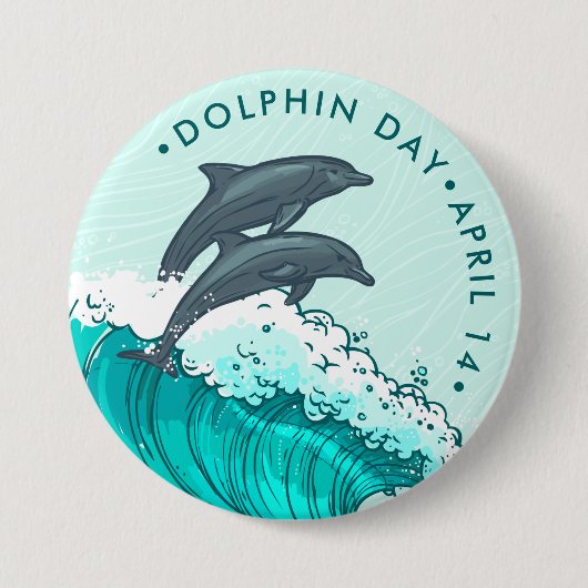 Dolphin Day, Delphin Springwellen Button (Vorderseite)