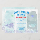 Dolphin Dive Aquarium Ocean Swim Kindergeburtstag Einladung (Vorne/Hinten)