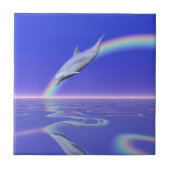 Dolphin Diving with Rainbow Fliese (Vorderseite)