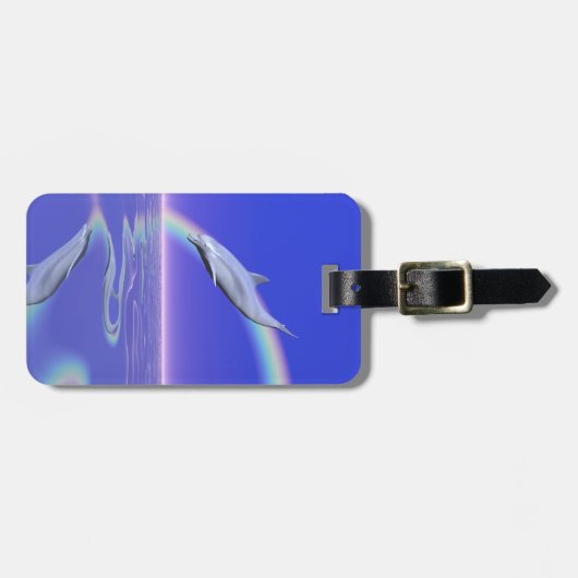 Dolphin Diving with Rainbow Gepäckanhänger (Vorderseite horizontal)