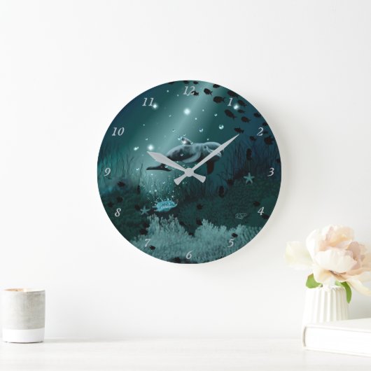 Dolphin Dream Große Wanduhr (Zuhause)