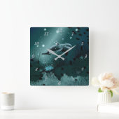 Dolphin Dream Quadratische Wanduhr (Zuhause)