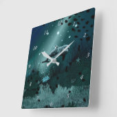 Dolphin Dream Quadratische Wanduhr (Winkel)