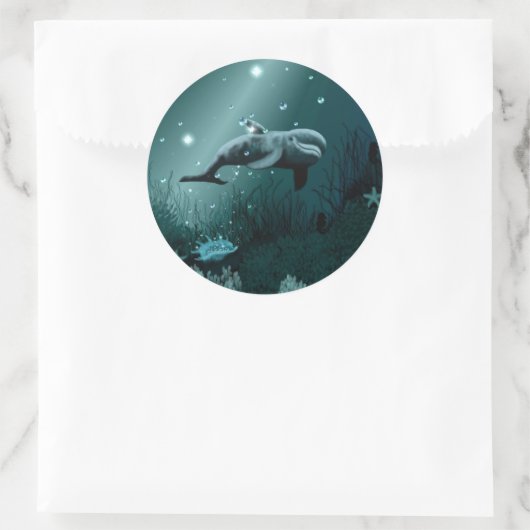 Dolphin Dream Runder Aufkleber (Tasche)