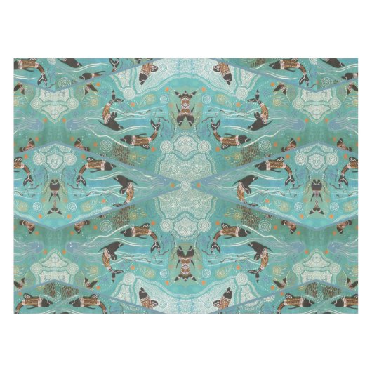 Dolphin Dreaming Aborigine-Kunst Tischdecke (Vorderseite (Horizontal))