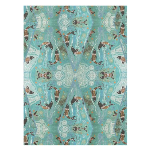 Dolphin Dreaming Aborigine-Kunst Tischdecke (Vorderseite)