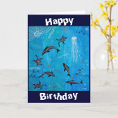 Dolphin Dreaming Geburtstagskarte Karte (Gelbe Blume)