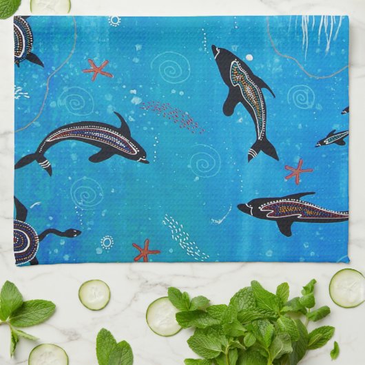 Dolphin Dreaming Mojo Küchentuch (Gefaltet)