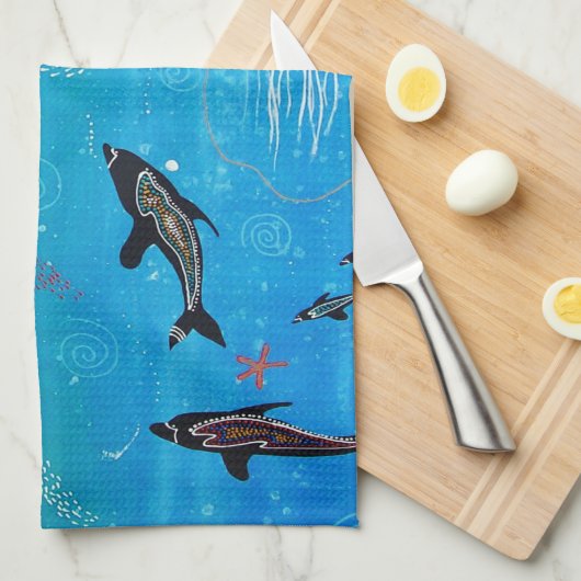 Dolphin Dreaming Mojo Küchentuch (Viertel Falte)