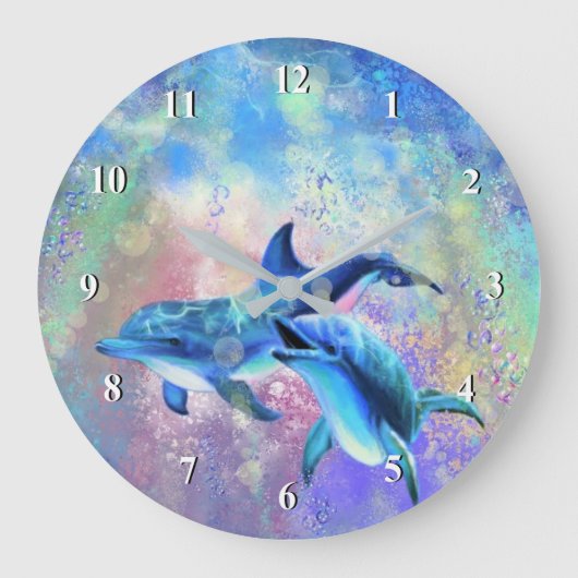 Dolphin-Familie-Uhr Große Wanduhr (Vorderseite)