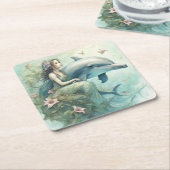 Dolphin Fantasy 2 Rechteckiger Pappuntersetzer (angewinkelt)