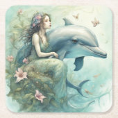 Dolphin Fantasy 2 Rechteckiger Pappuntersetzer (Vorderseite)