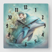 Dolphin Fantasy 5 Quadratische Wanduhr (Vorderseite)