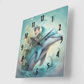 Dolphin Fantasy 5 Quadratische Wanduhr (Winkel)