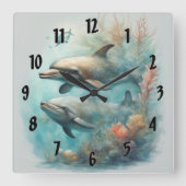 Dolphin Fantasy 6 Quadratische Wanduhr (Vorderseite)