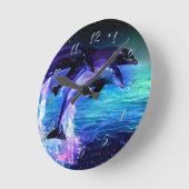 Dolphin Fantasy Runde Wanduhr (Winkel)
