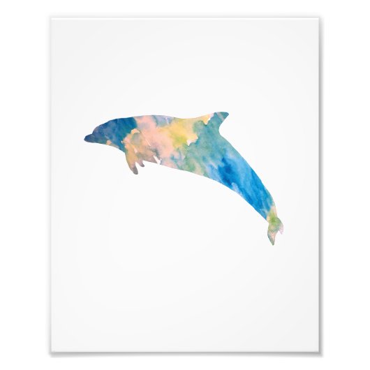 Dolphin Farbenfrohe Wasserfarbe Fotodruck (Vorne)