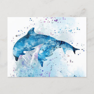 Dolphin Farbiges Kunstdesign | Dolphin Lover  Ankündigungspostkarte