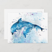 Dolphin Farbiges Kunstdesign | Dolphin Lover Ankündigungspostkarte (Vorne/Hinten)