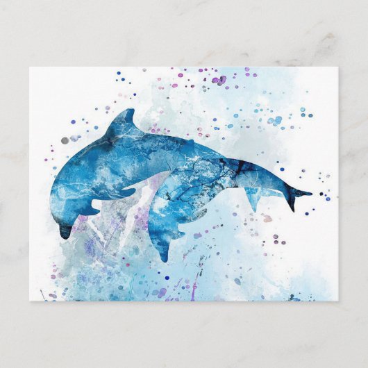 Dolphin Farbiges Kunstdesign | Dolphin Lover Ankündigungspostkarte (Vorderseite)